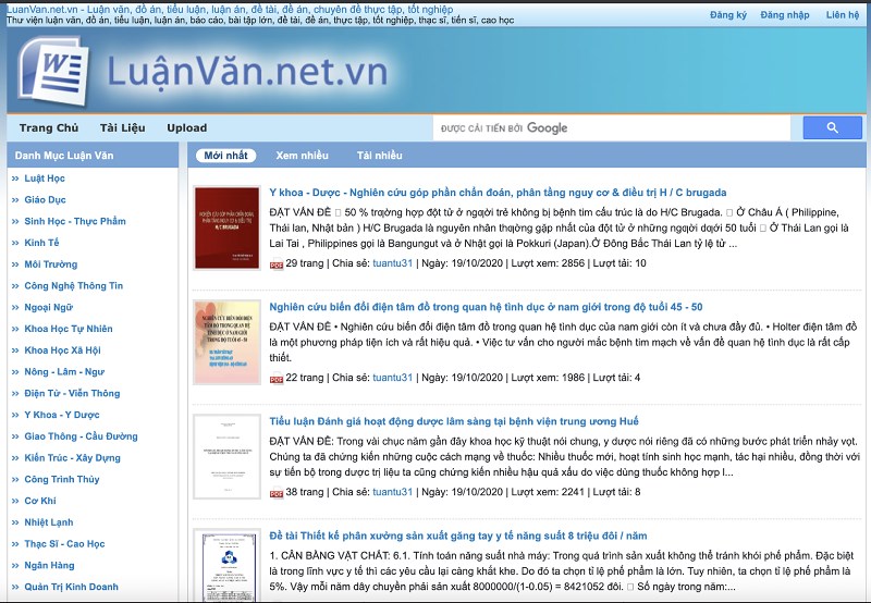 Giao diện trang web Luanvan.net.vn Giao diện trang web Luanvan.net.vn