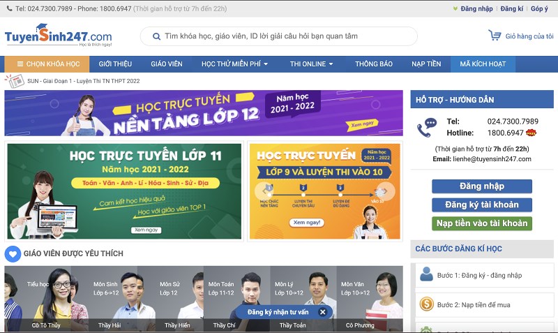 Giao diện trang web Tuyển sinh 247 Giao diện trang web Tuyển sinh 247