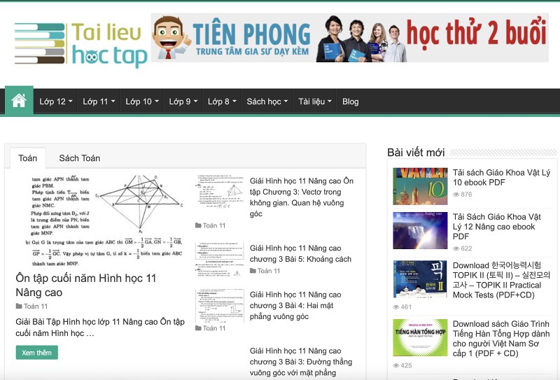 Giao diện trang web Tailieuhoctap.net Giao diện trang web Tailieuhoctap.net