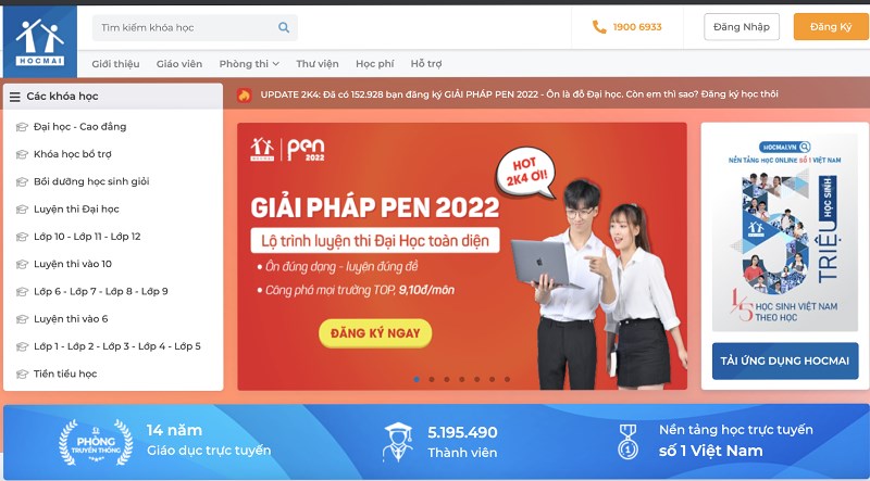 Giao diện trang web Hocmai.vn Giao diện trang web Hocmai.vn