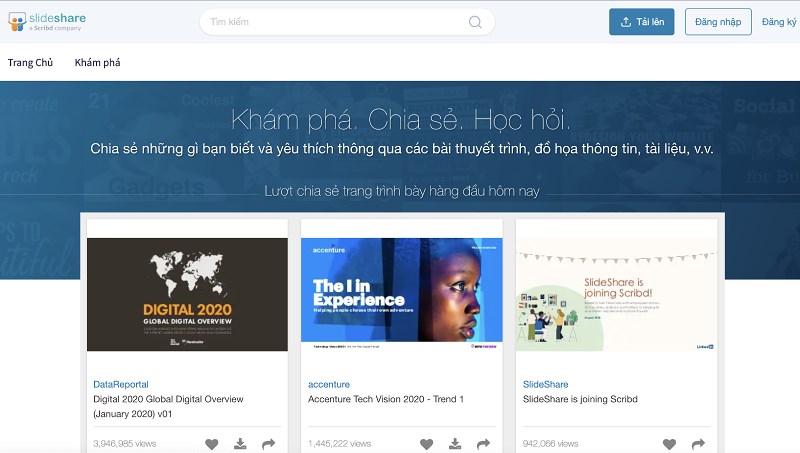 Giao diện trang web Slideshare.net Giao diện trang web Slideshare.net