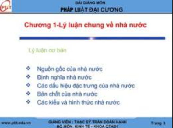 Slide Thuyet Trinh Phap Luat Dai Cuong PTIT