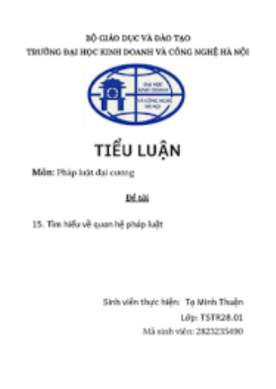 Pháp Luật Đại Cương HUBT – Tài Liệu, Giáo Trình, và Câu Hỏi Trắc Nghiệm: Hướng Dẫn Học Tập Hiệu Quả 4 Tieu Luan Phap Luat Dai Cuong HUBT
